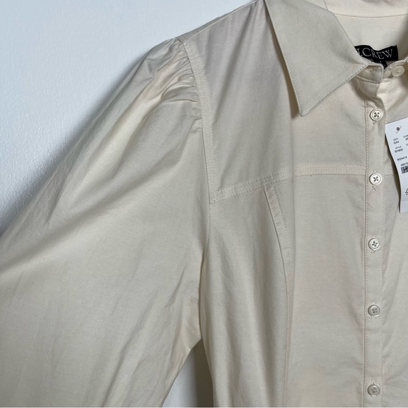 NWT J.Crew Long Sleeve Shirt Dress Fit and Flare lightweight Oxford Size 8 Ivory - Picture 12 of 14